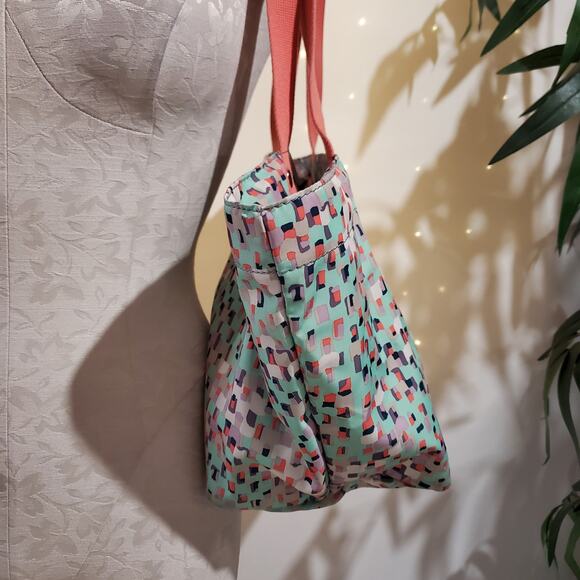 Fossil Keyper EW Shopper Tote Seafoam Blue Coral Multi Large Shoulder Bag 2017 - Picture 3 of 15